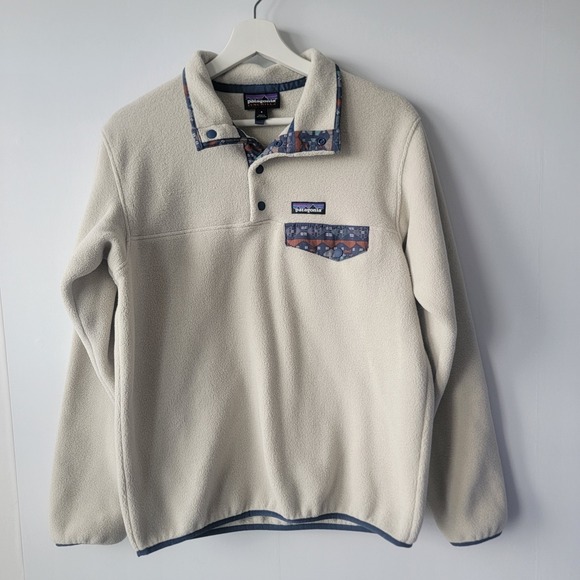 Patagonia Sweaters - patagonia women lightweight synchilla snap-T pullover sweater sz S Pelican stone